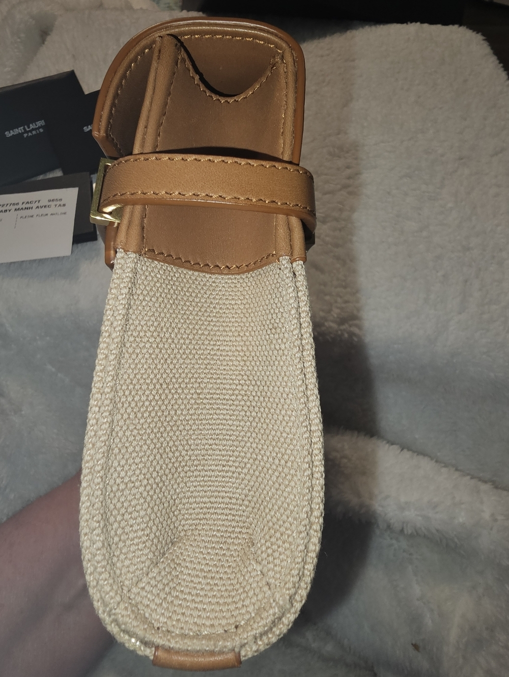 Saint Laurent Manhattan Canvas and Leather Mini Crossbody Bag. - Picture 12 of 16